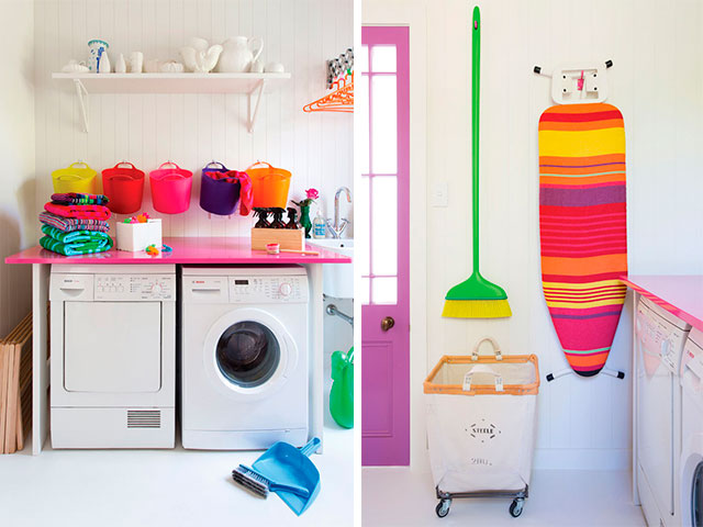 lavanderia com decoração colorida