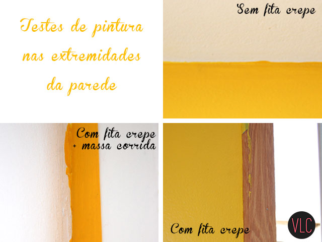 Testes de pintura na parede amarela